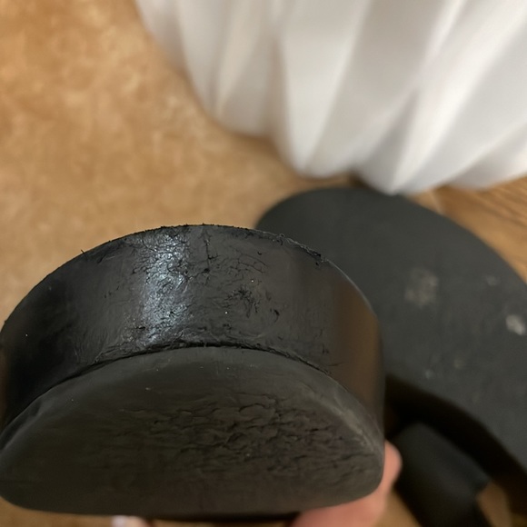 VINCE black leather double strap Velcro flatform sandal - Picture 6 of 8